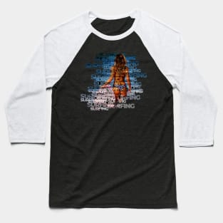 Surfing at the Beach - Typography Artwork Baseball T-Shirt